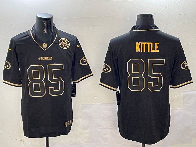 Men San Francisco 49ers #85 Kittle Black Gold Throwback 2024 Nike Limited NFL Jersey style 3->san francisco 49ers->NFL Jersey